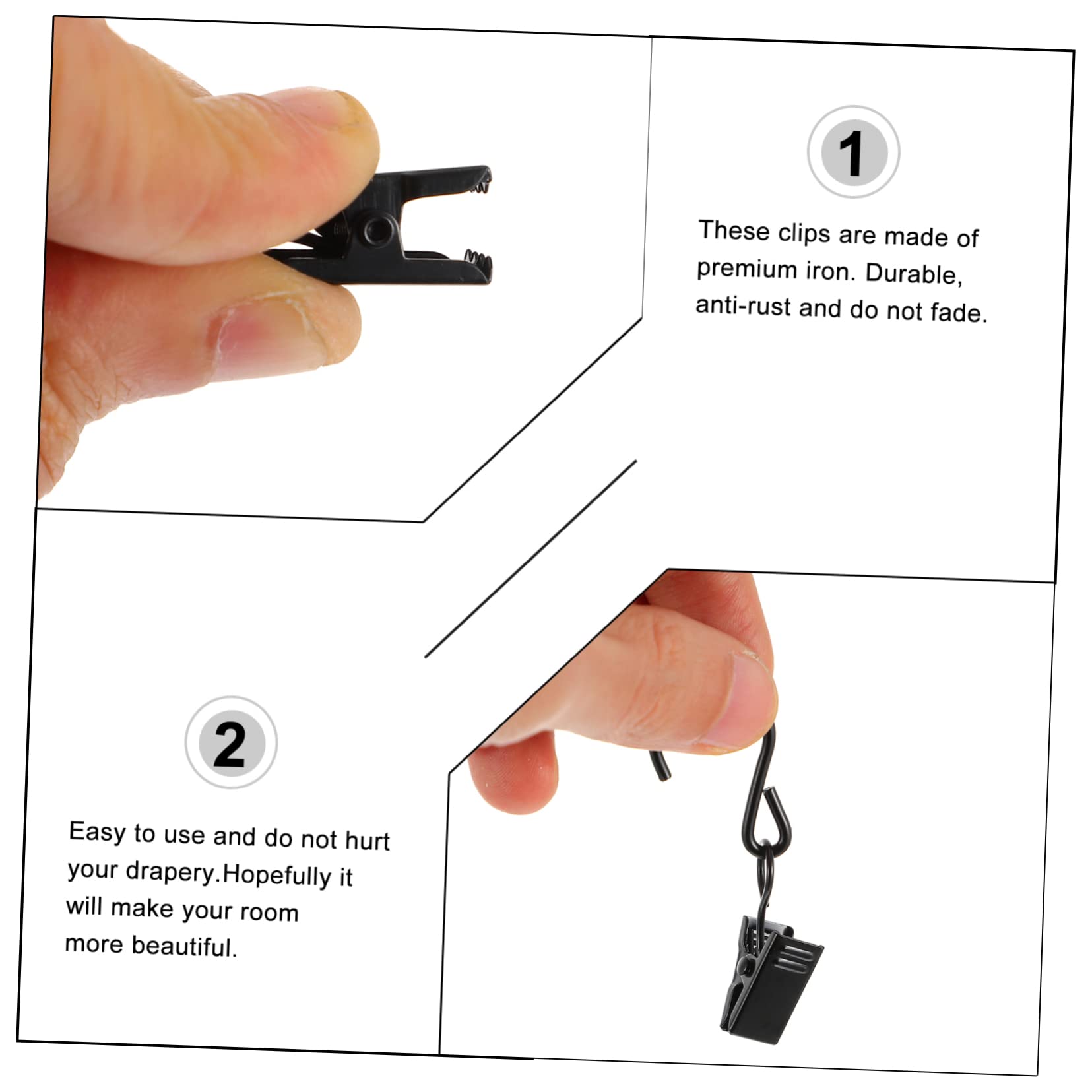 SOLUSTRE 2 Sets Vorhang-aufhänger-Clips Mehrzweck-klemmhaken Für Fenster Stabile Hängeklammern Aus Eisen Für Dekorationen Partys 50 Stück * 2