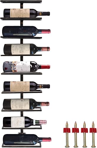 Miniatura 5 de Estante de vino montado en la pared de 9 capas, estante de vino, soporte de almacenamiento de botellas de vino, soporte organizador de bodega,