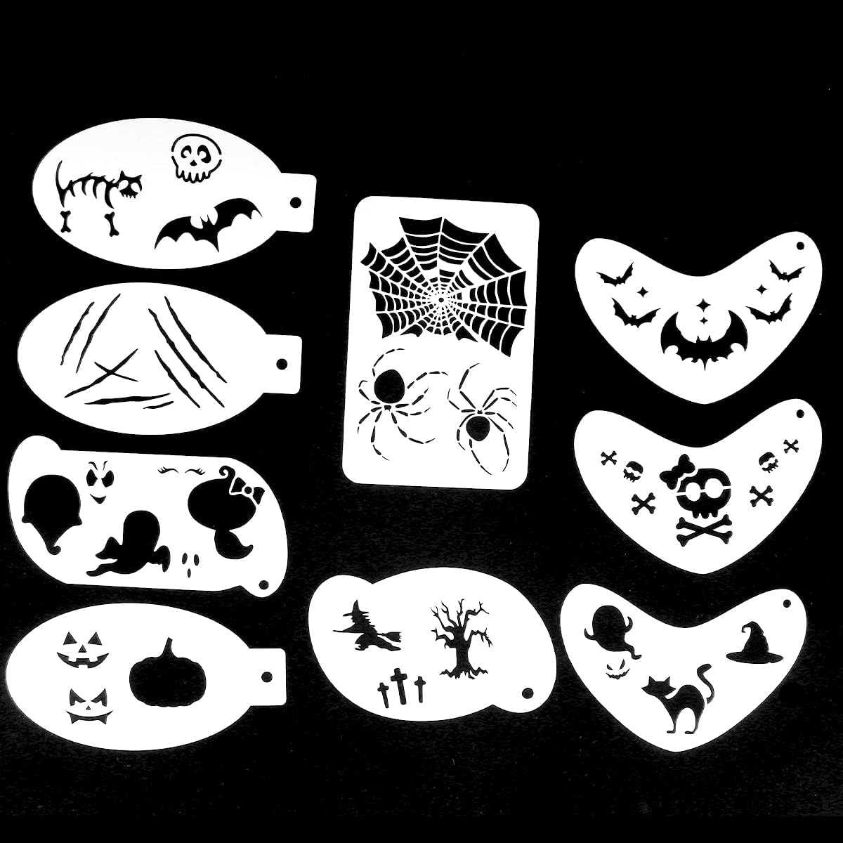 Depvision 9pcs Reusable Halloween Face Paint Stencils for