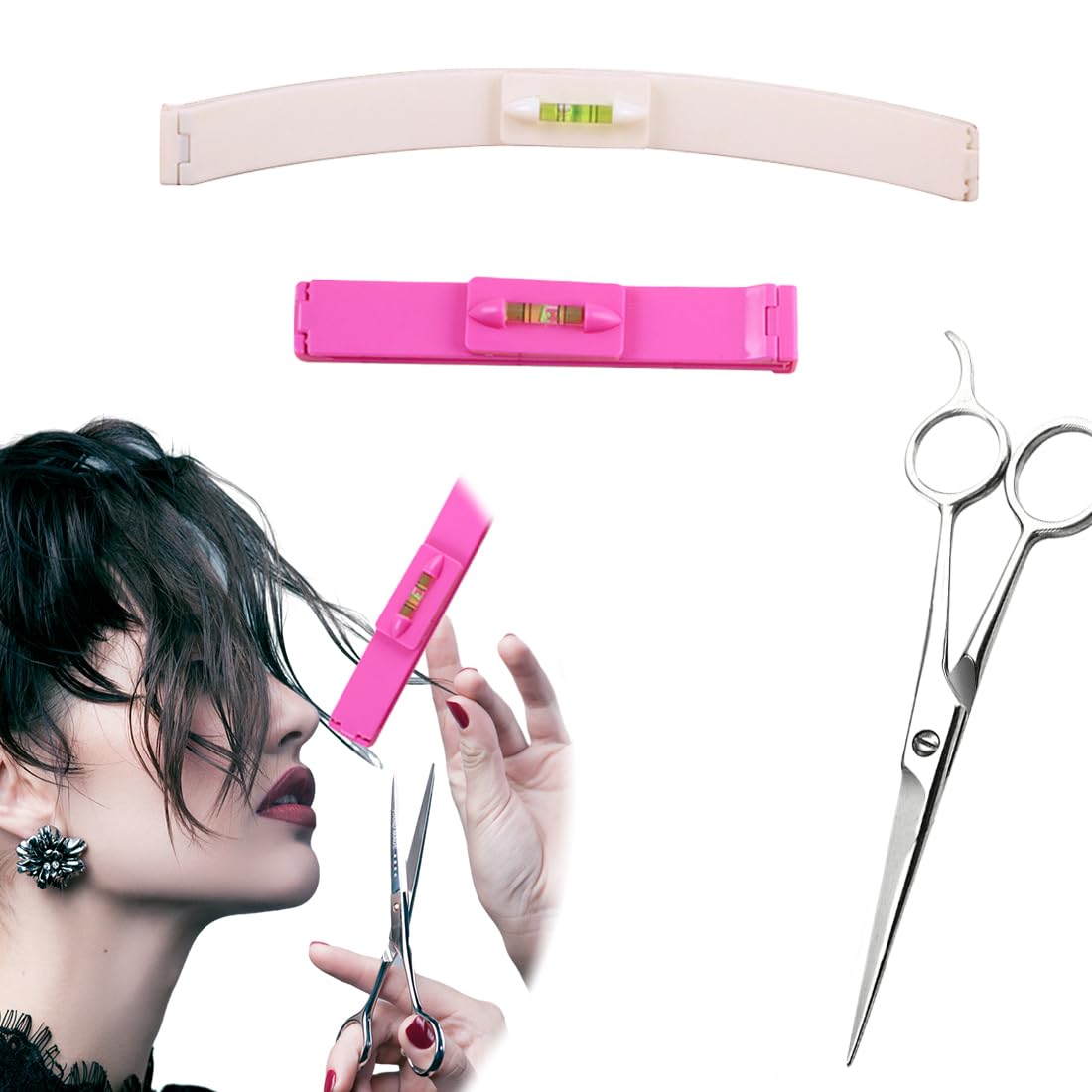 3 Pcs Utensili da Taglio per Capelli,Strumento di Taglio dei Capelli per Frangia,Tagliare i Capelli Clip,Casa Fai da Te Parrucchiere, con Forbici, per Bangs, Strati E Split Ends