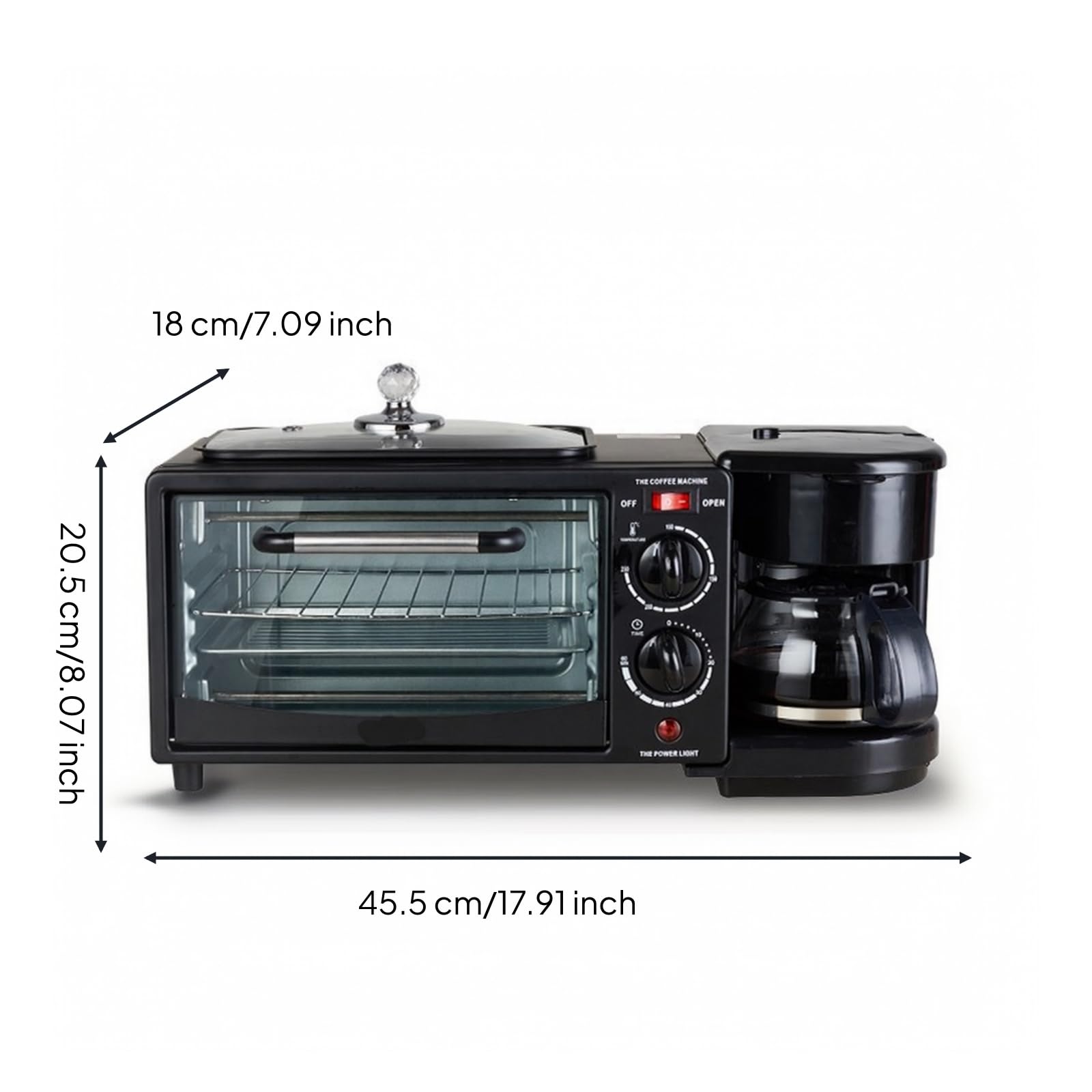 KESOTO Forno Tostapane con Macchina da Caffè E Funzione Riscaldamento per Preparare Bevande Calde Adatto per Colazione E Snack