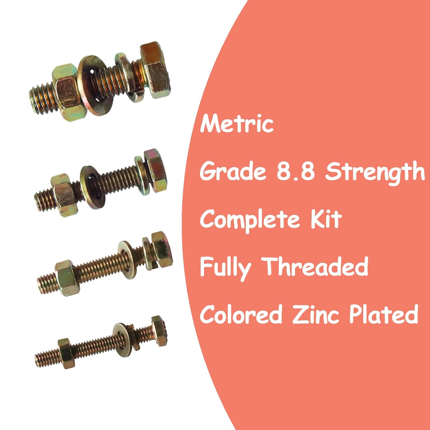 1008PCS Metric Bolt Assortment - Heavy Duty Grade 8.8 M4 M5 M6 M8 Metric Bolts and Nuts Assortment, Nut and Bolt Assortment Kit, Bolts and Nuts Kit (12-40mm), Yellow Zinc Plated, Corrosion Resistant