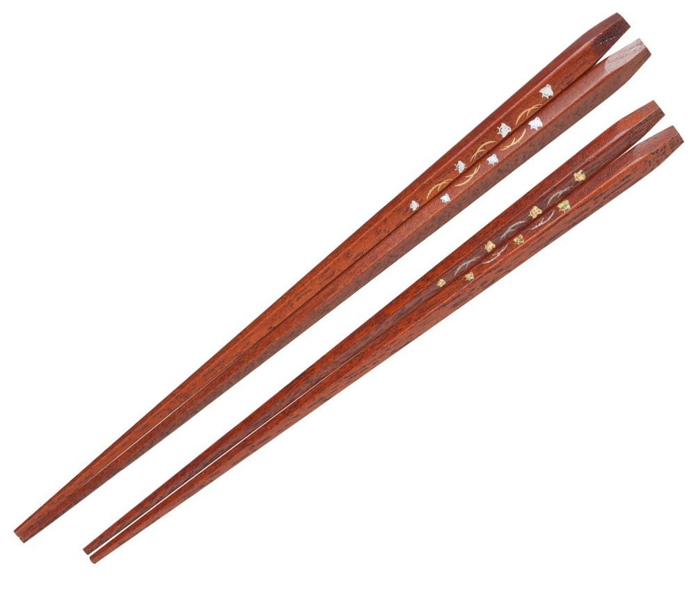 Amazon｜一双 日本製 箸 夫婦千鳥 ペア 天然木 漆 銀23cm 金21cm