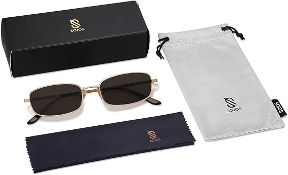 SOJOS Trendy Rectangle Sunglasses Womens Mens, Retro 80s 90s Y2k Chic Narrow Thin Skinny Sunnies SJ1187