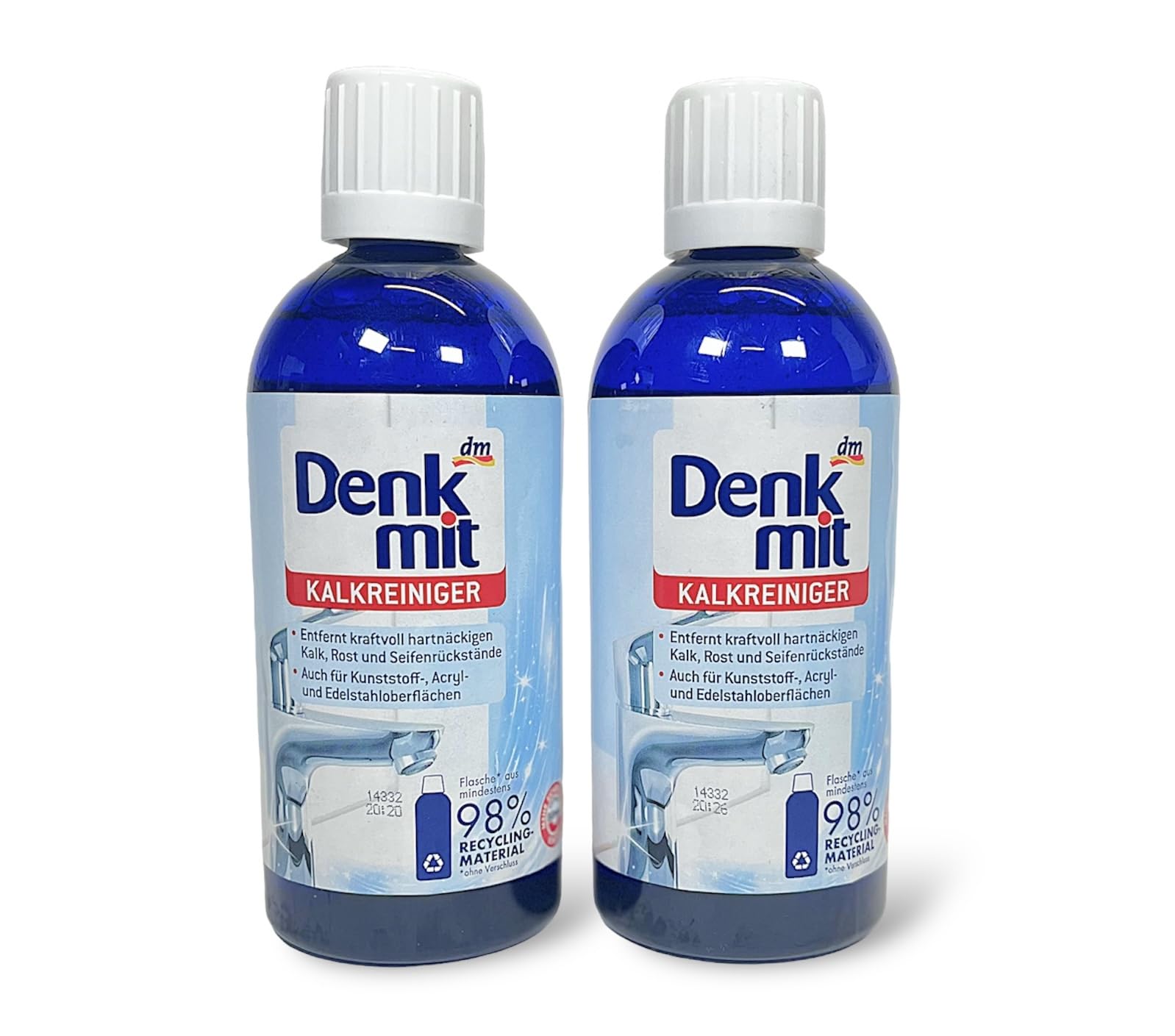 Kalkreiniger, Badreiniger, Bodenreiniger 2x500 ml, Kalklöser, Kalkentferner von Denkmit, Duschkabine, Kalkreiniger Bad, mit Drogerie & Körperpflege
