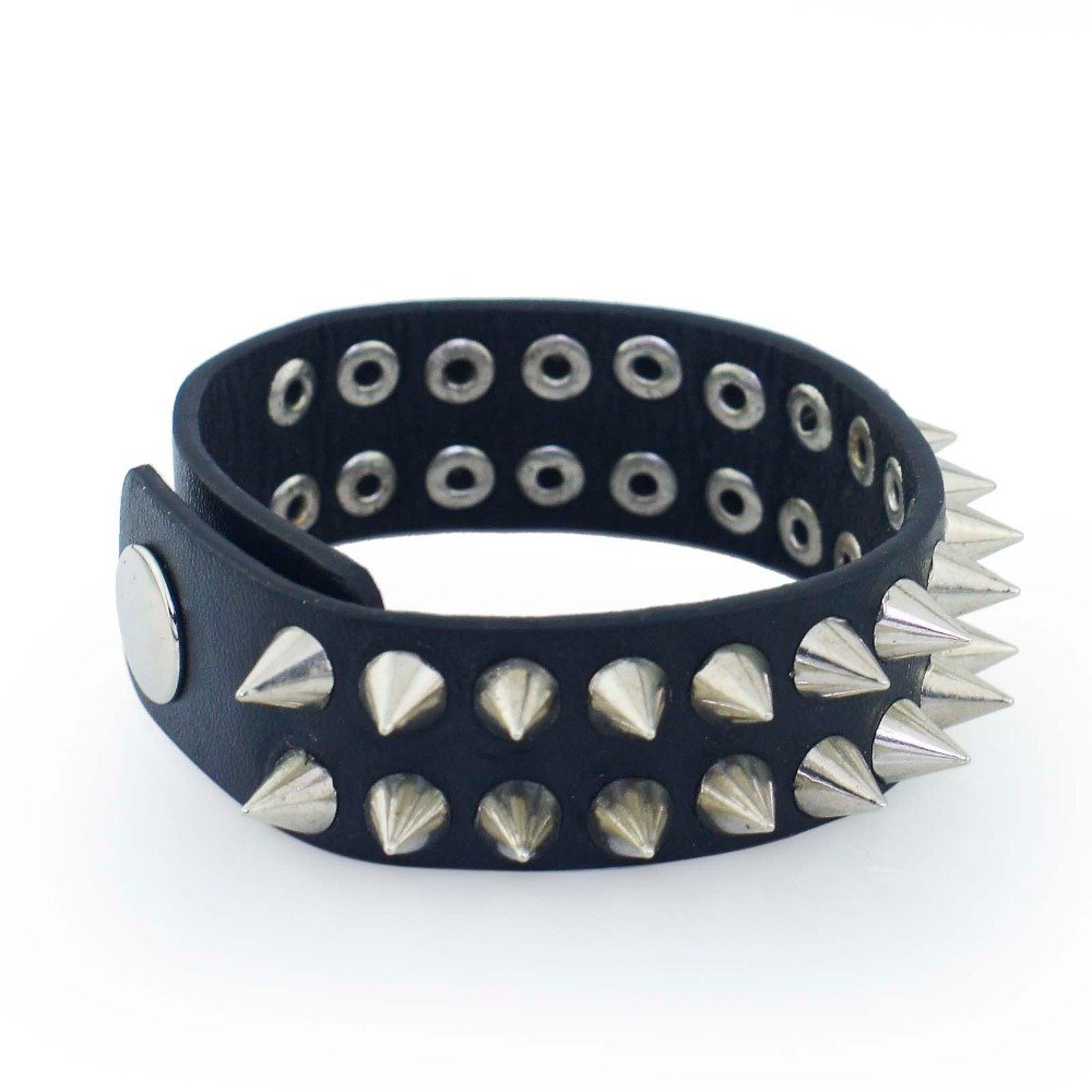 Bracciale In Pelle Con Borchia Per Uomo O Donna - Bracciale In