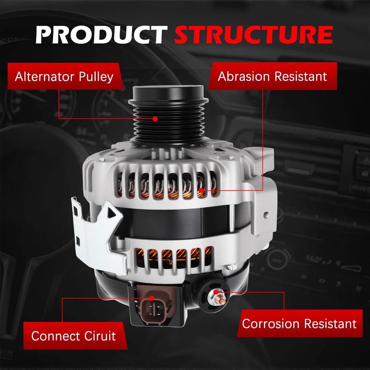 Alternator 11201N New 100A 12V for Toyota for RAV4 2006 2007 2008 L4 2.4L, Automotive Replacement Alternators OE 11201 400-52276R, 400-52276R, 1042104795