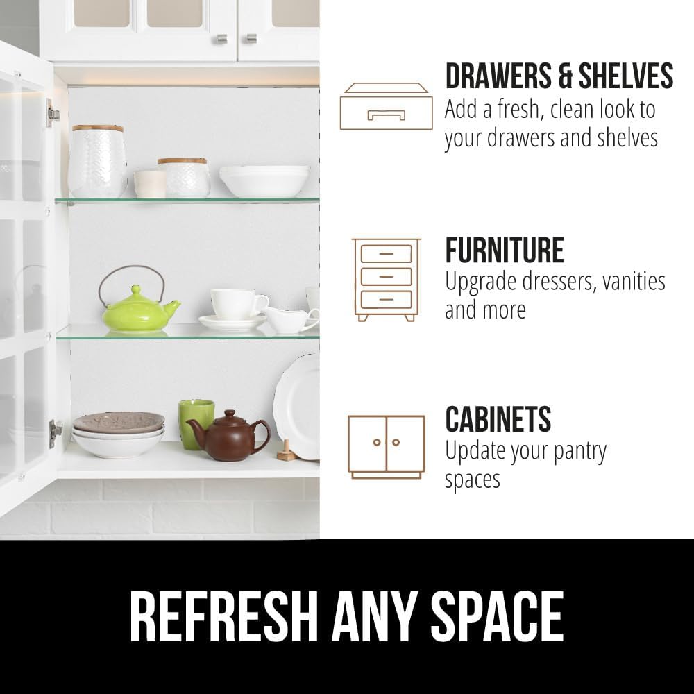 GORILLA GRIP® Peel and Stick Paper, Removable Cover for Books, Shelves, Countertops, Drawers, Cabinets and Crafts, Easy Install Kitchen Decor, Shelf, Cabinet Liners, 19.7 in x 20 FT Bright White