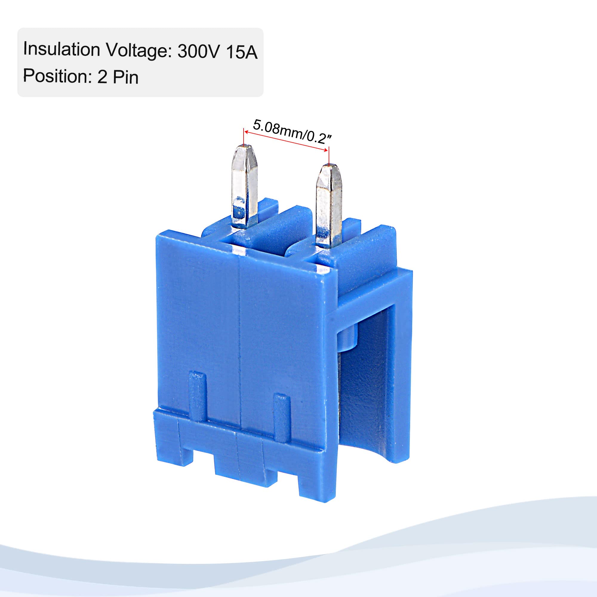 MECCANIXITY PCB Mount Screw Terminal Block 5.08mm Pitch 2 Pin 15A Straight Plug-in for Electrical, Instruments 20Set