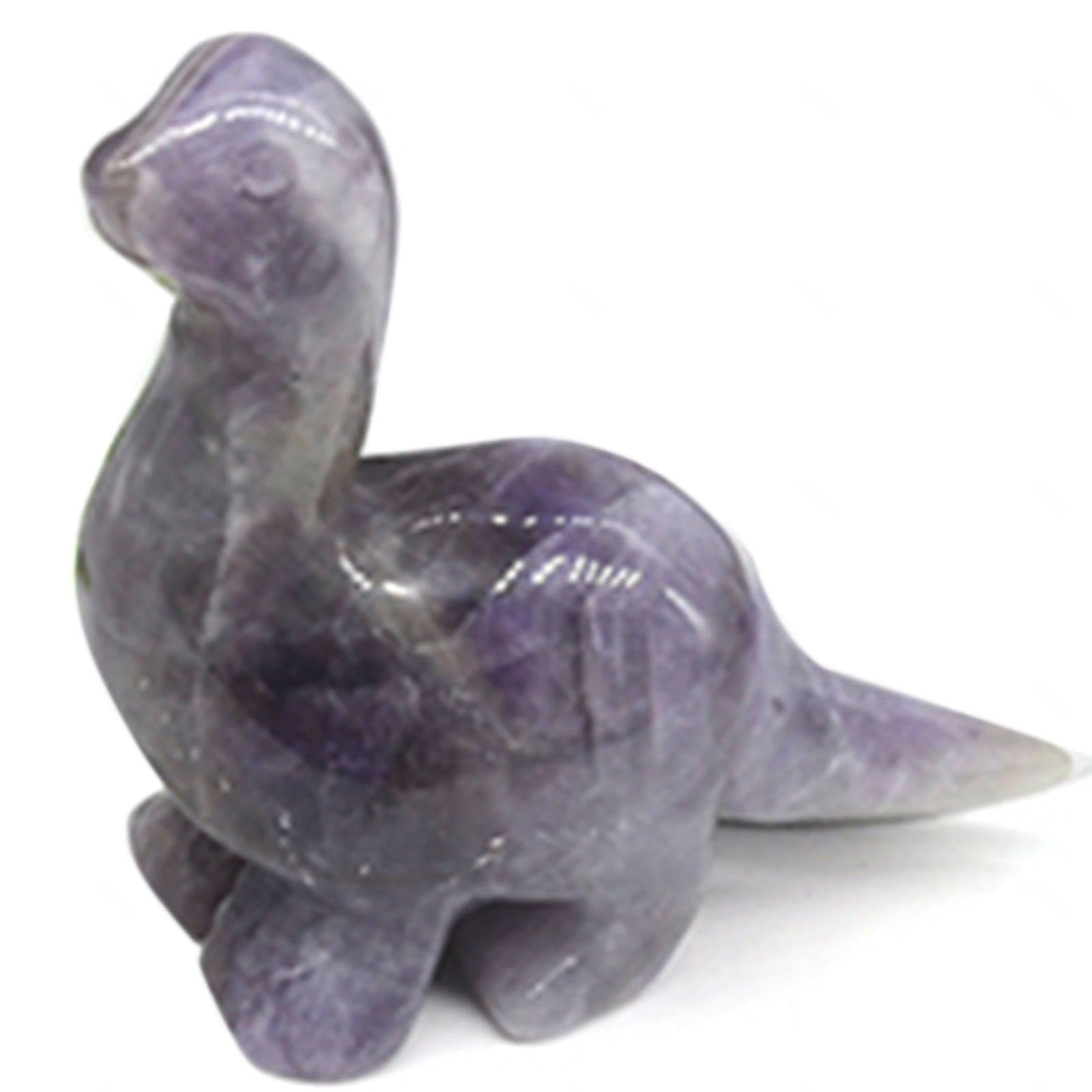 Figura de Animal de Cristal Tallada en Dinosaurio con Piedras Preciosas Pequeñas (2,5 Pulgadas) - Estatuilla de Piedras de Bolsillo de Estatua de Cristal Pulido,Amethyst