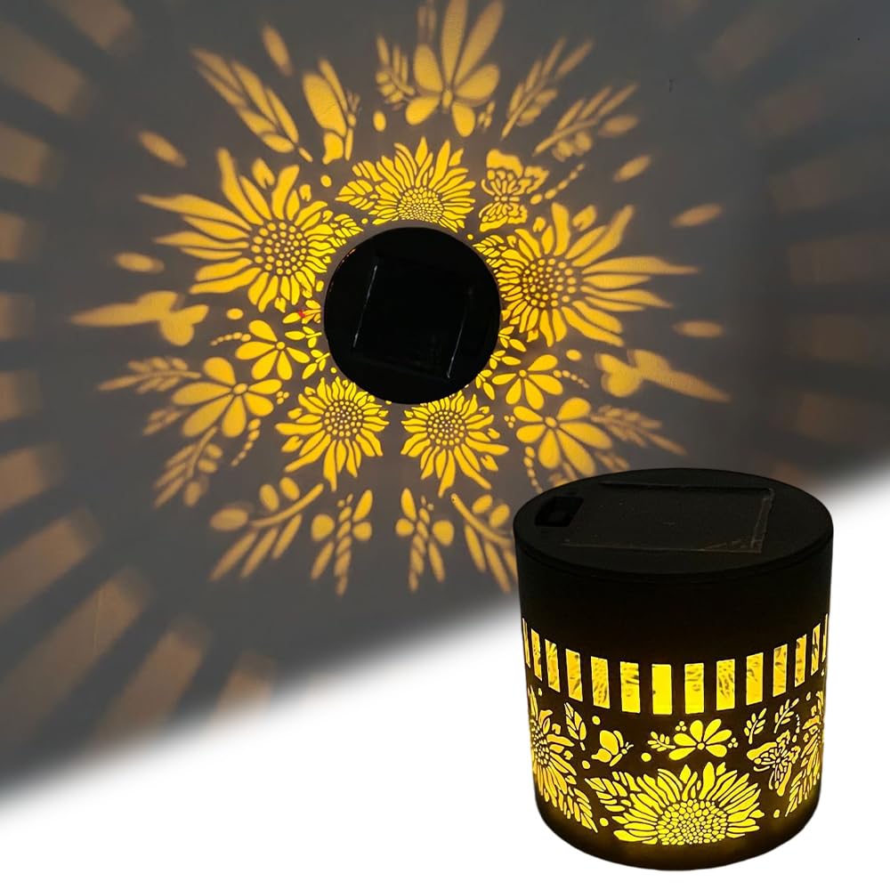 Decorative Solar Mandala Lights, 2026 New Man-dala Theme Waterproof Fence Light, IP65 Waterproof Solar Fence Lights, Outdoor Deck Step Wall Lights for Garden Patio Backyard Yard Decor (1, Sunflower)
