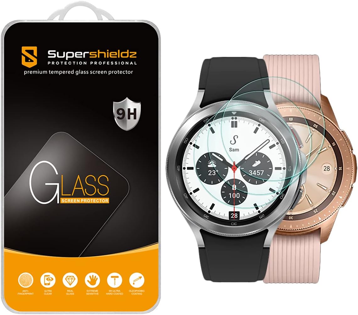 (3 Pack) Supershieldz Designed for Samsung Galaxy Watch 4 Classic (42mm) / Galaxy Watch (42mm) Tempered Glass Screen Protector Anti Scratch, Bubble Free