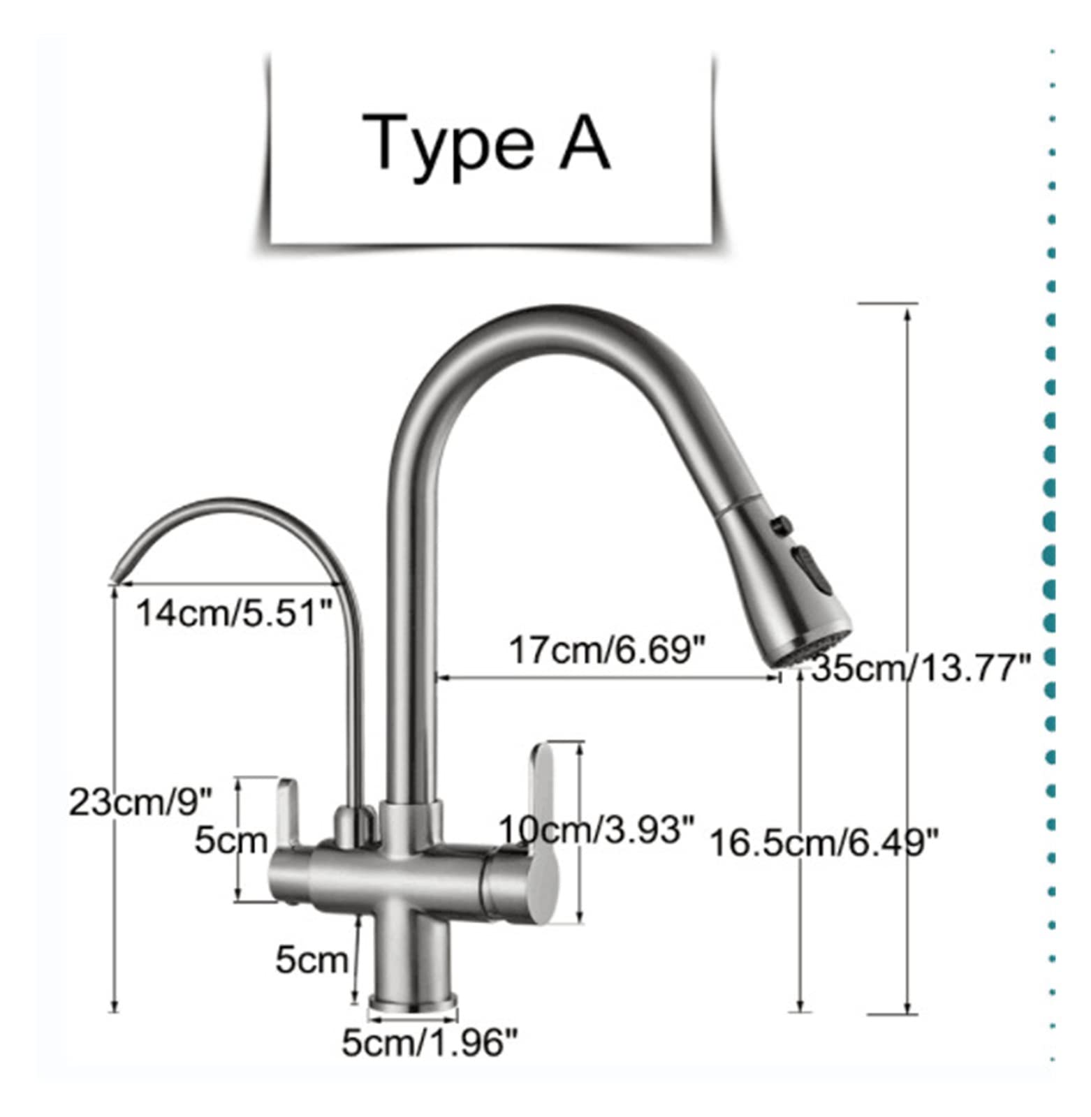 Hochleistungs-Küchenarmatur mit Wasserfilter, Zwei Griffen, 360°-Drehung und verchromter Oberfläche für einfache Wasserreinigung und verbesserte Filtration.