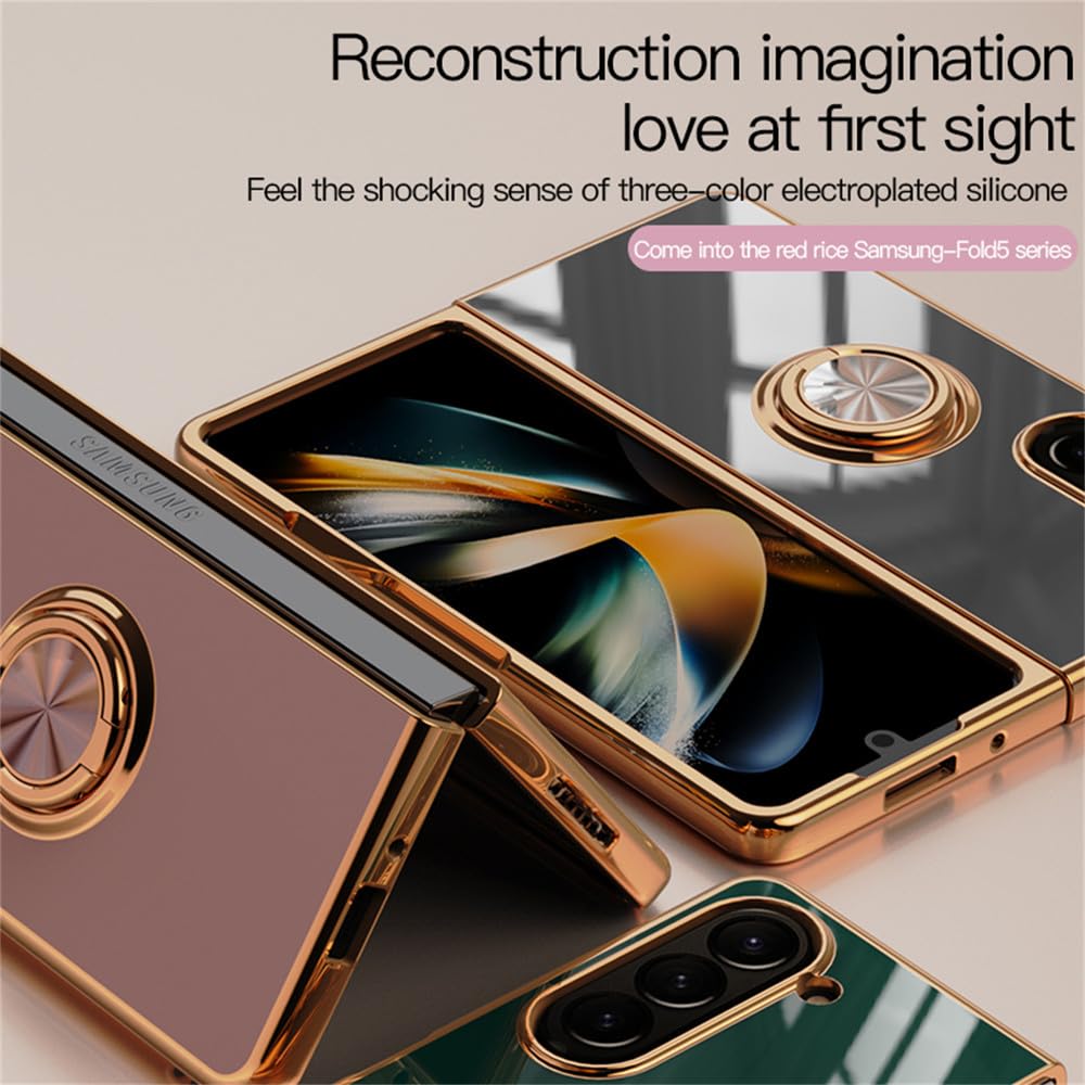Custodia per telefono con supporto per anello magnetico galvanico per Samsung Galaxy Z Fold 5 4 Fold5 Fold4 5G Cover rigida, viola, per Samsung Galaxy Z Fold4