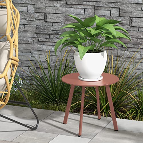 Grand Patio Steel Patio Side Table, Weather Resistant Outdoor Round End Table, Square Feet-Rose Dawn #TOP7