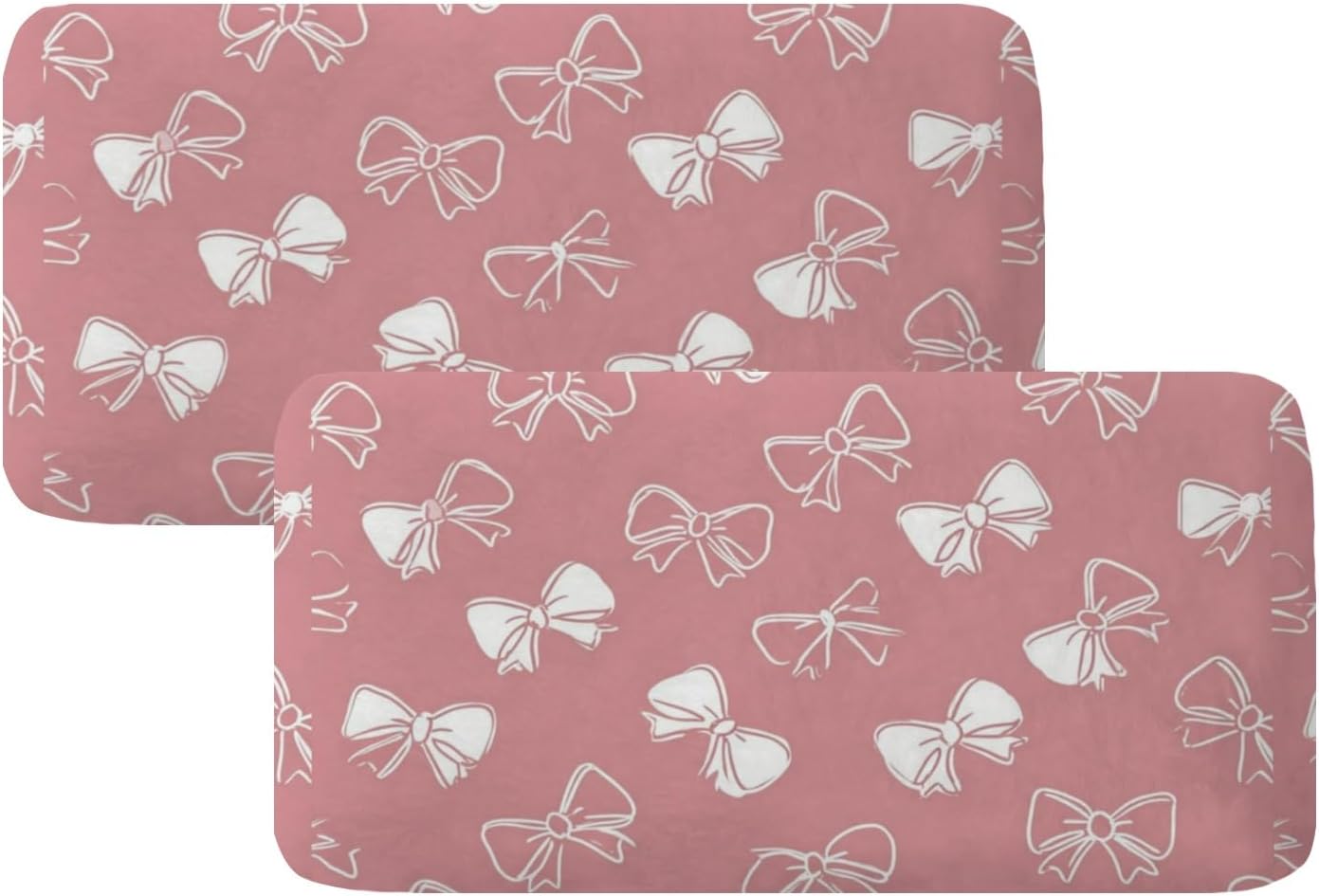 Soft Pink White Bows Loveseat Covers Couch Covers for 2 Cushion Couch, 2-Piece Stretch Sofa Slipcovers Anti-Slip Washable Furniture Protectors for Dogs Pets