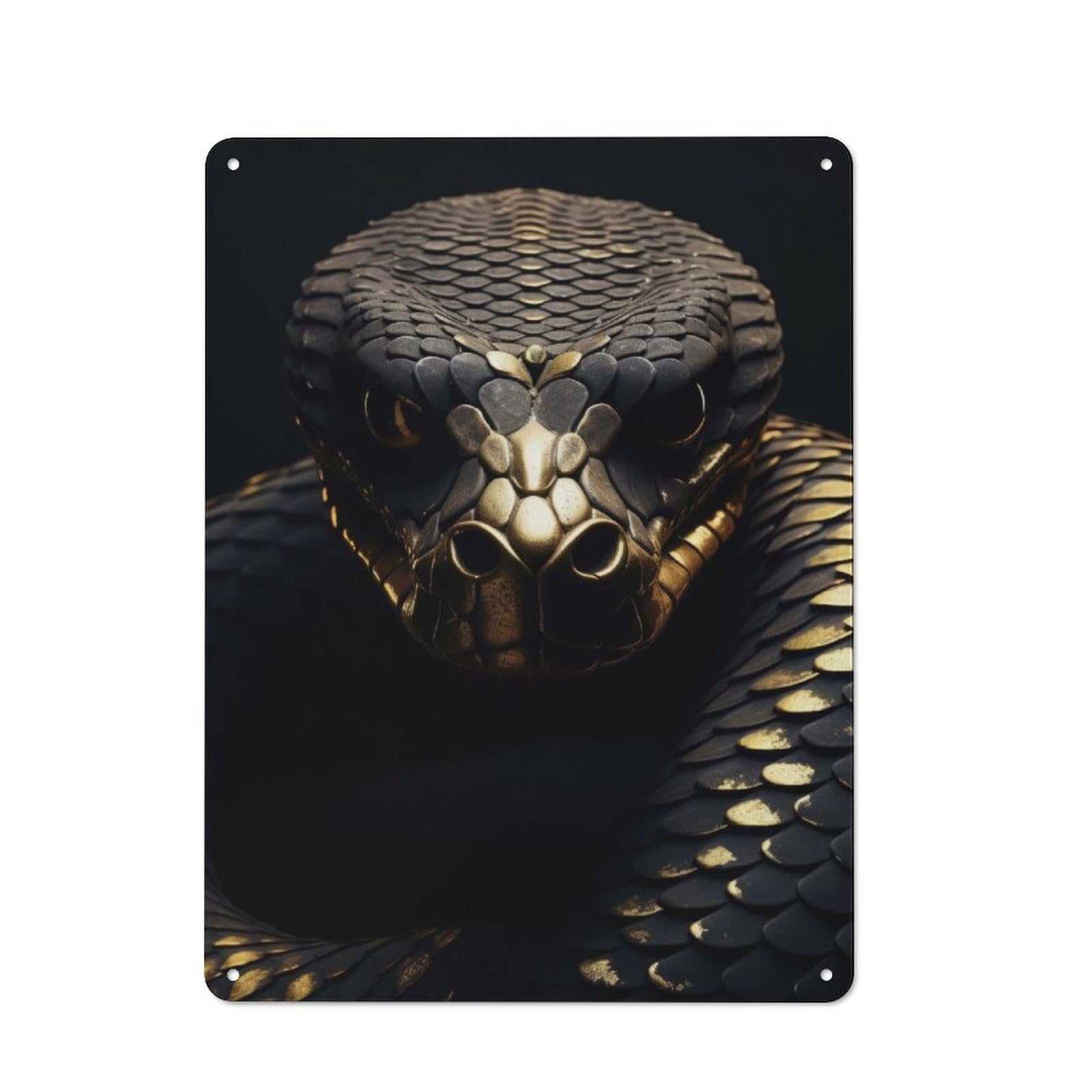 Junmoney Gold Snake Animal Tin Wall Plaque 40X30cm With For Garage Or Workshop, For An Autumn Wall Display In Garage And Workshop