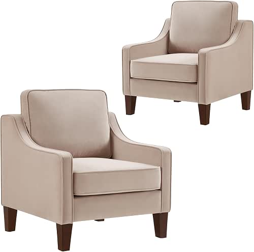Setawix Velvet Upholstered Accent Chairs Set of 2,Mid Century Modern