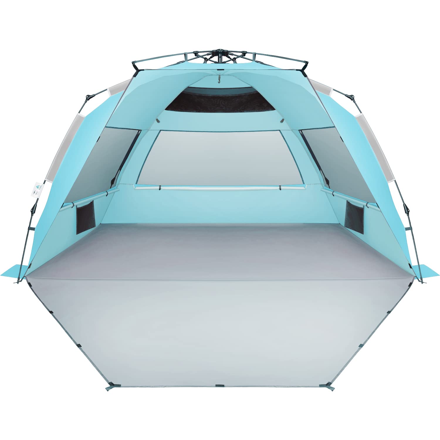 Oileus XX-Large Pop Up Beach Tent Sun Shelter for 5-6 Person Portable Sun Shade Instant Tent for Beach with Carrying Bag, Stakes, 6 Sand Pockets, Anti UV for Fishing Hiking Camping Sky Blue