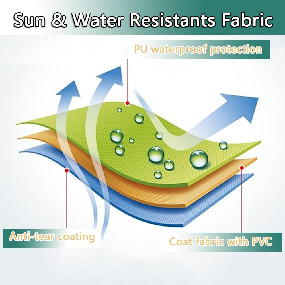 Tessuto Impermeabile di Ricambio per Tende da Sole Retrattili, Copertura Parasole per Patio, Tela a Righe per Finestre e Porte(9.2x6.5ft(280x200cm))