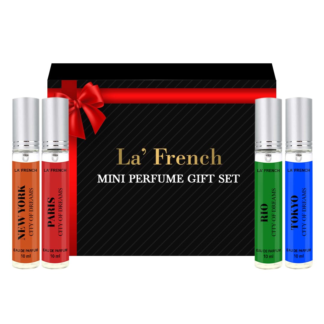 LA' French Man Liquid Perfume Gift Set 4 X 10 Ml For Men | With Paris New York Tokyo Rio Perfume | Woody, Citrusy Long Lasting Edp Fresh Fragrance Scent | Mini Trail Pack