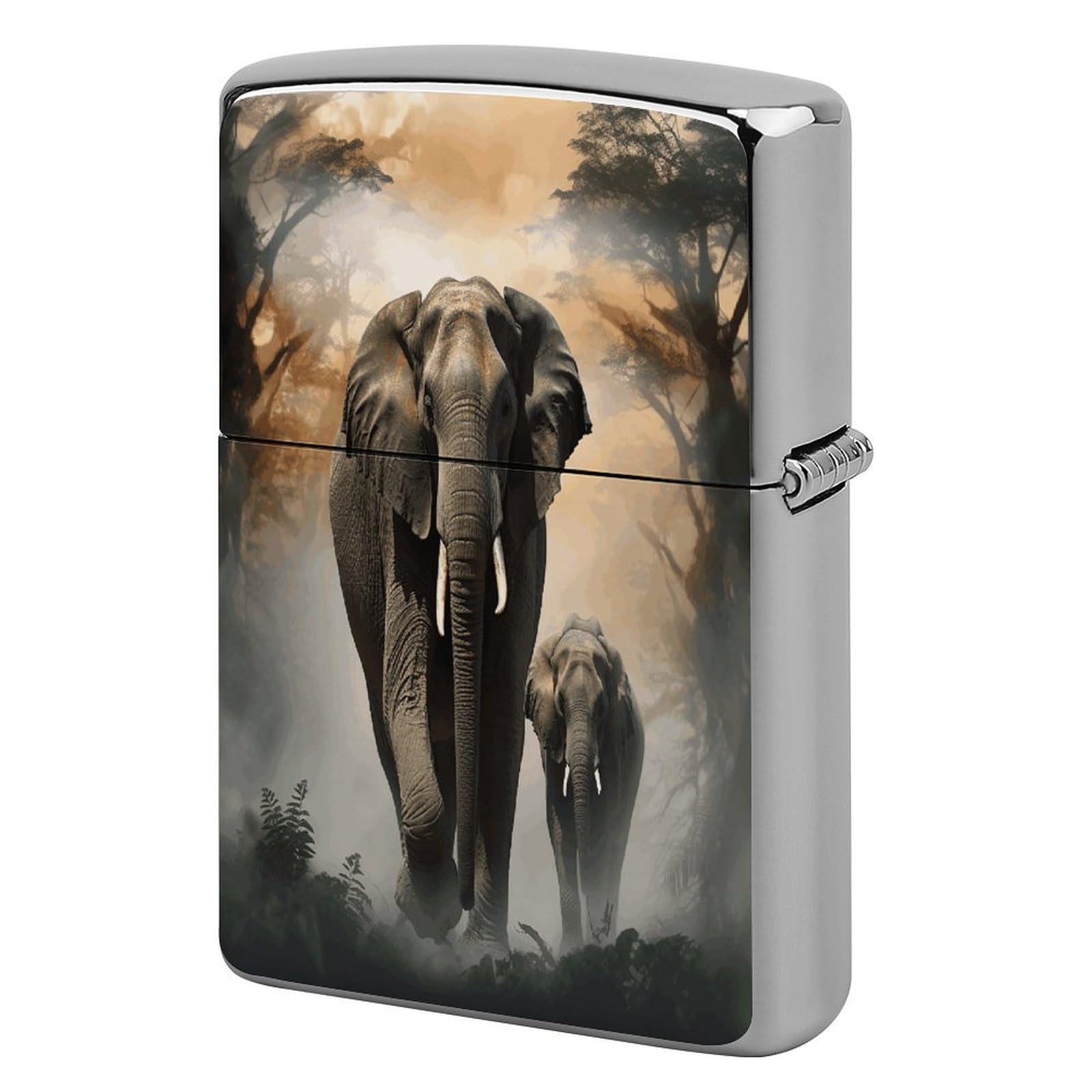 Fodpand Style Elephant In The Fog Metal Lighter Case Cover Lighter Sleeve