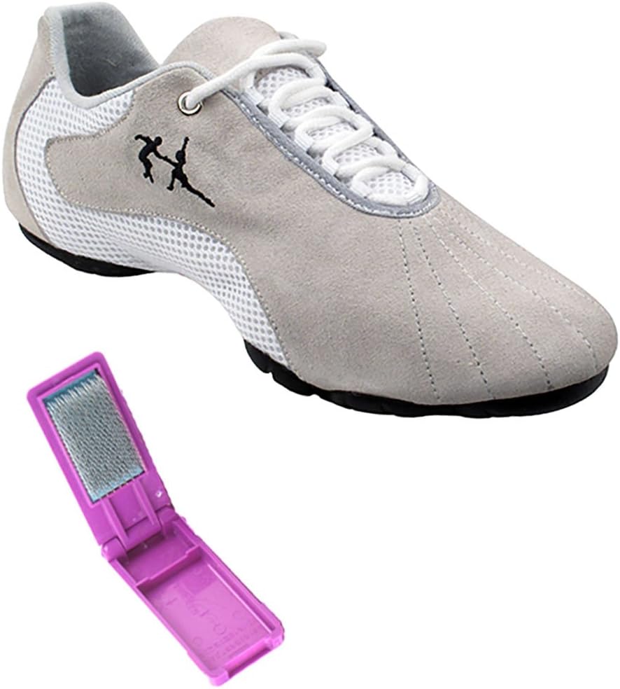 Very Fine Dance Shoes - Unisex Dance Sneakers - Flat Heel Gum Sole - VFSN016 and Foldable Brush Bundle