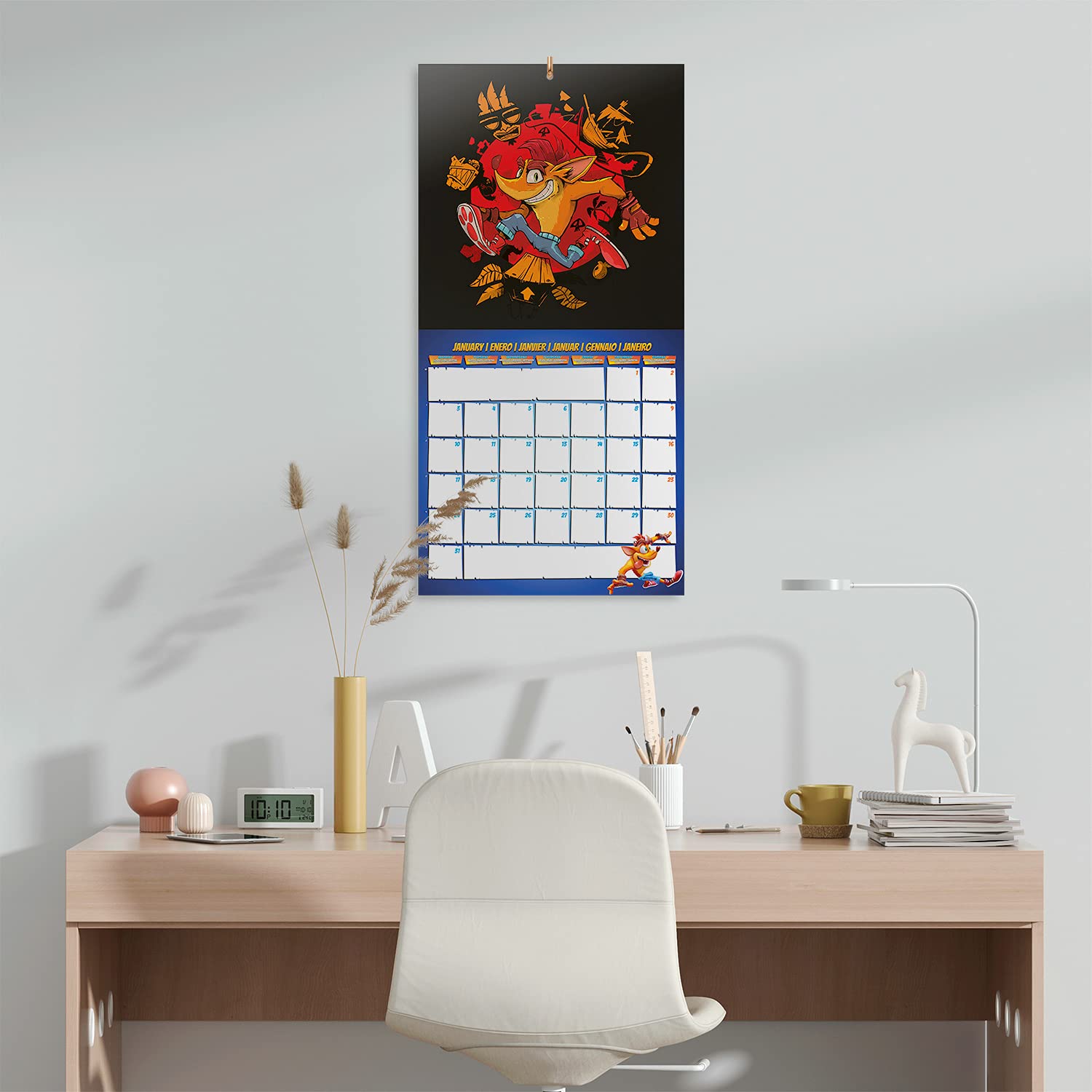 Calendrier Mural 2022 Crash Bandicoot - Format 30x60cm, 12 Mois Avec Poster, Multilingue, Certifié FSC