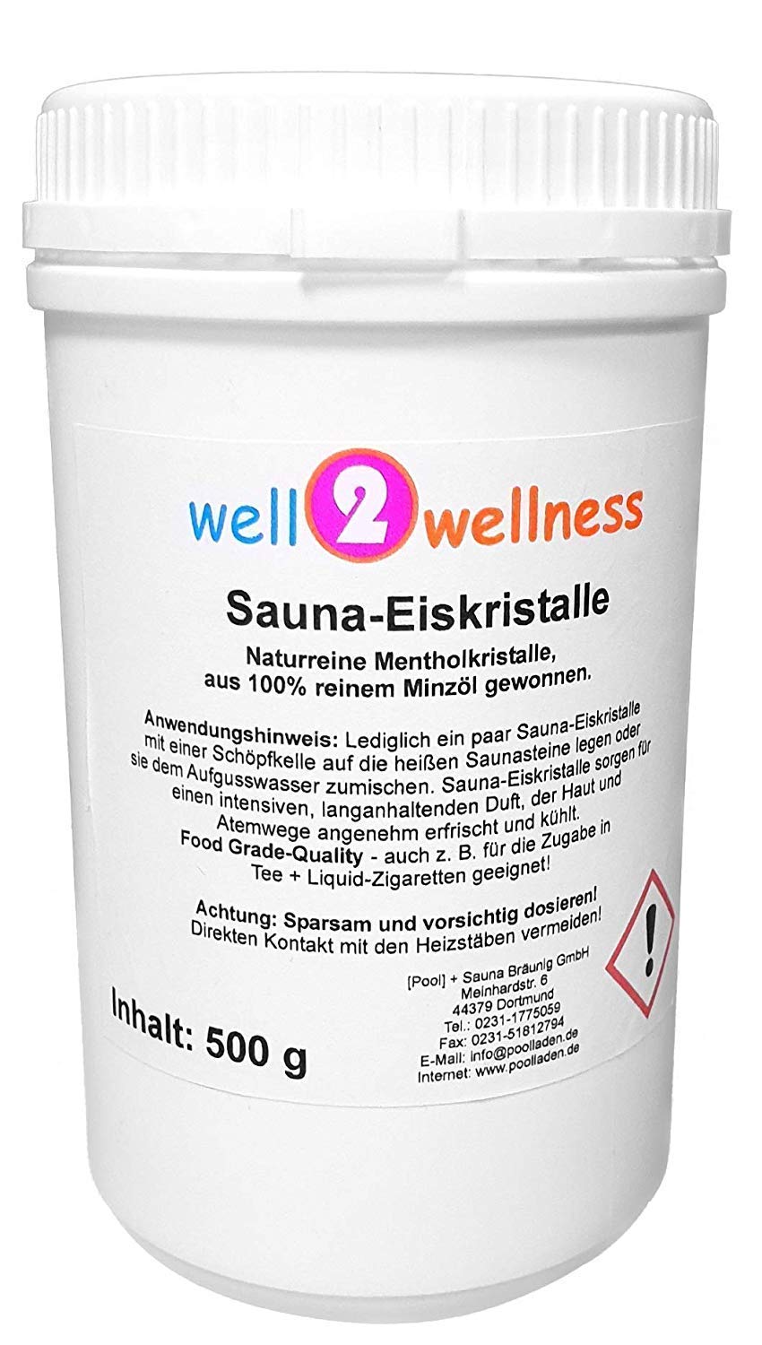 Sauna - Eiskristalle/Menthol - Kristalle 1,0 kg (2 x 500g Dosen) - aus 100% reinem Minzöl