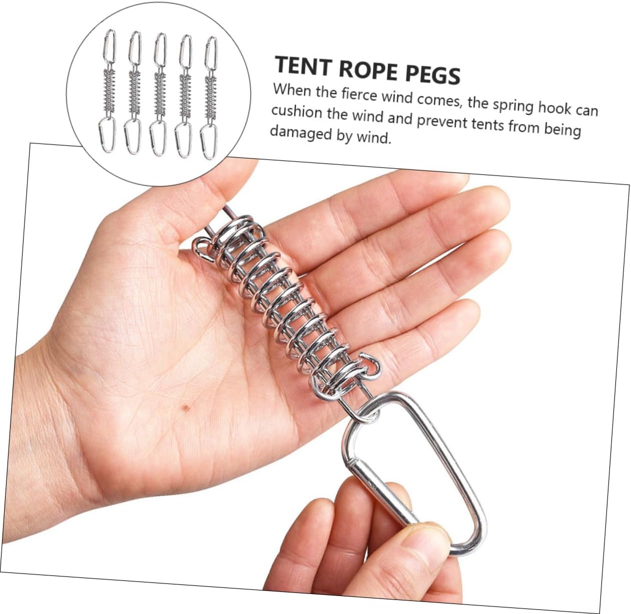 Tent Spring Buckle Set Heavy-Duty Steel Tent Rope Tensioner for Camping Backpacking Outdoor Use Sturdy Spring Hook Buckles
