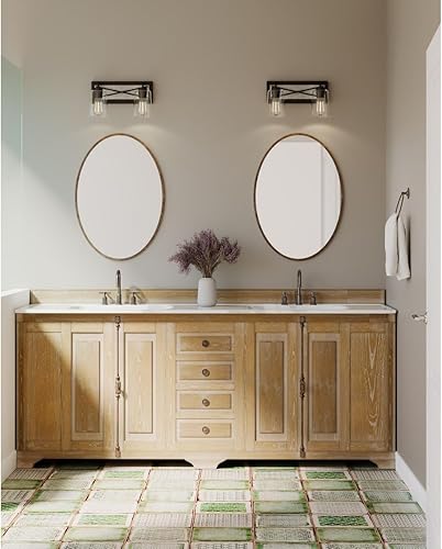 Vista 49 de Progress Lighting Briarwood Collection - Lámpara de tocador de baño de cristal transparente con 3 luces, grafito, color negro