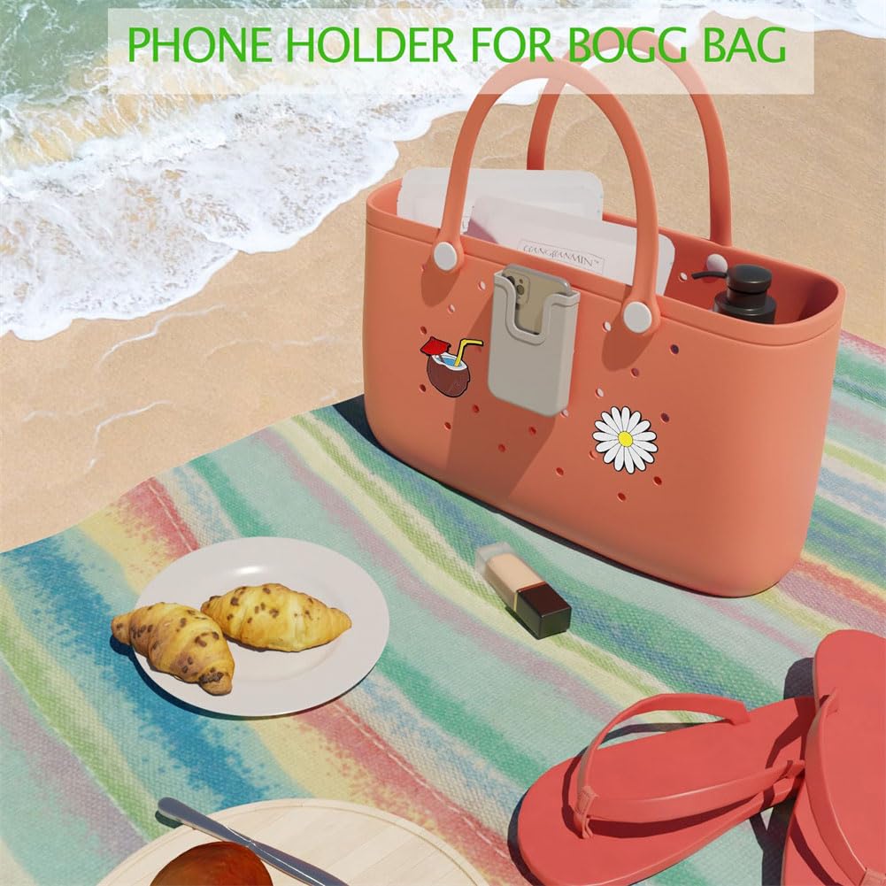 Lot 8 Accessoires Sac Bogg - Pochette Transparente + Support Téléphone + 3 Crochets Noir/Gris