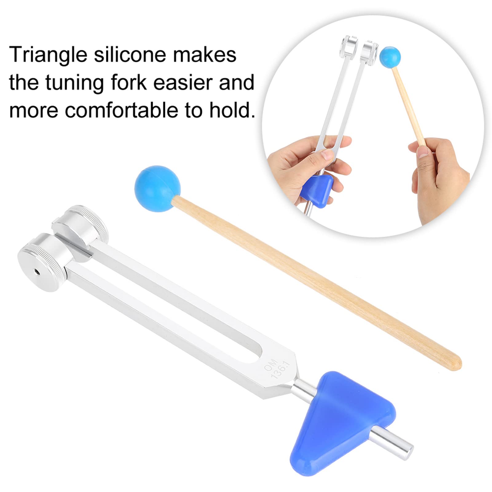 136.1Hz Kit di strumenti per diapason in lega di alluminio per strumenti di terapia delle vibrazioni di guarigione del suono, diapason diagnostico per diapason