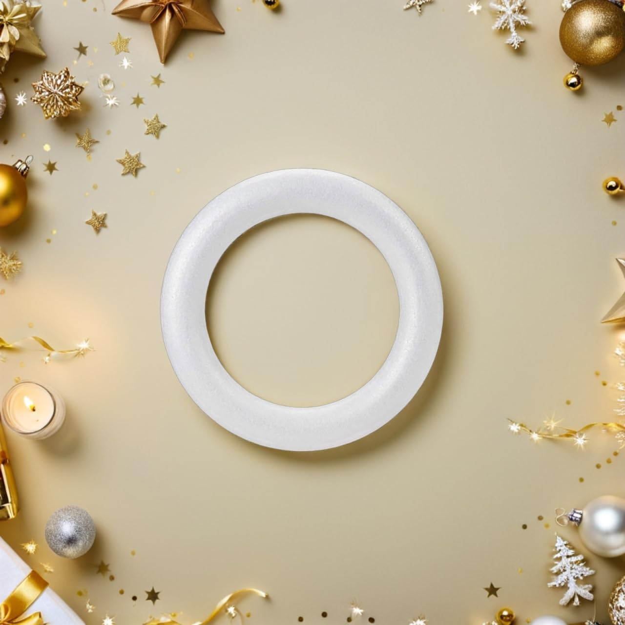 Operitacx 4pcs Foam Wreath Forms, 8.7 Inch Round Foam Rings for DIY Craft Projects, Christmas, Wedding, Home Decoration