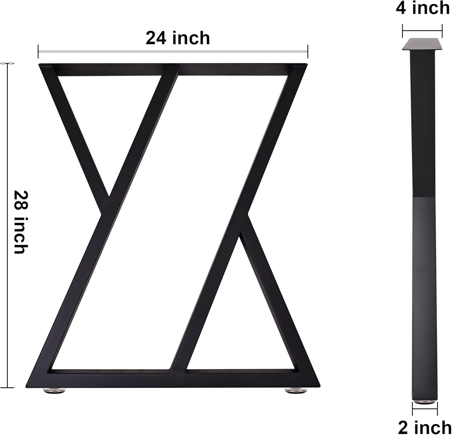 Black Metal Dining Table Legs 28 Inch Height 24 Inch Wide Set of 2