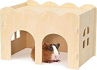 Bifeaw Guinea Pig Hideout Hut - Natural Wooden Chew-Proof Hideaway, Spacious Cave for Small Pets