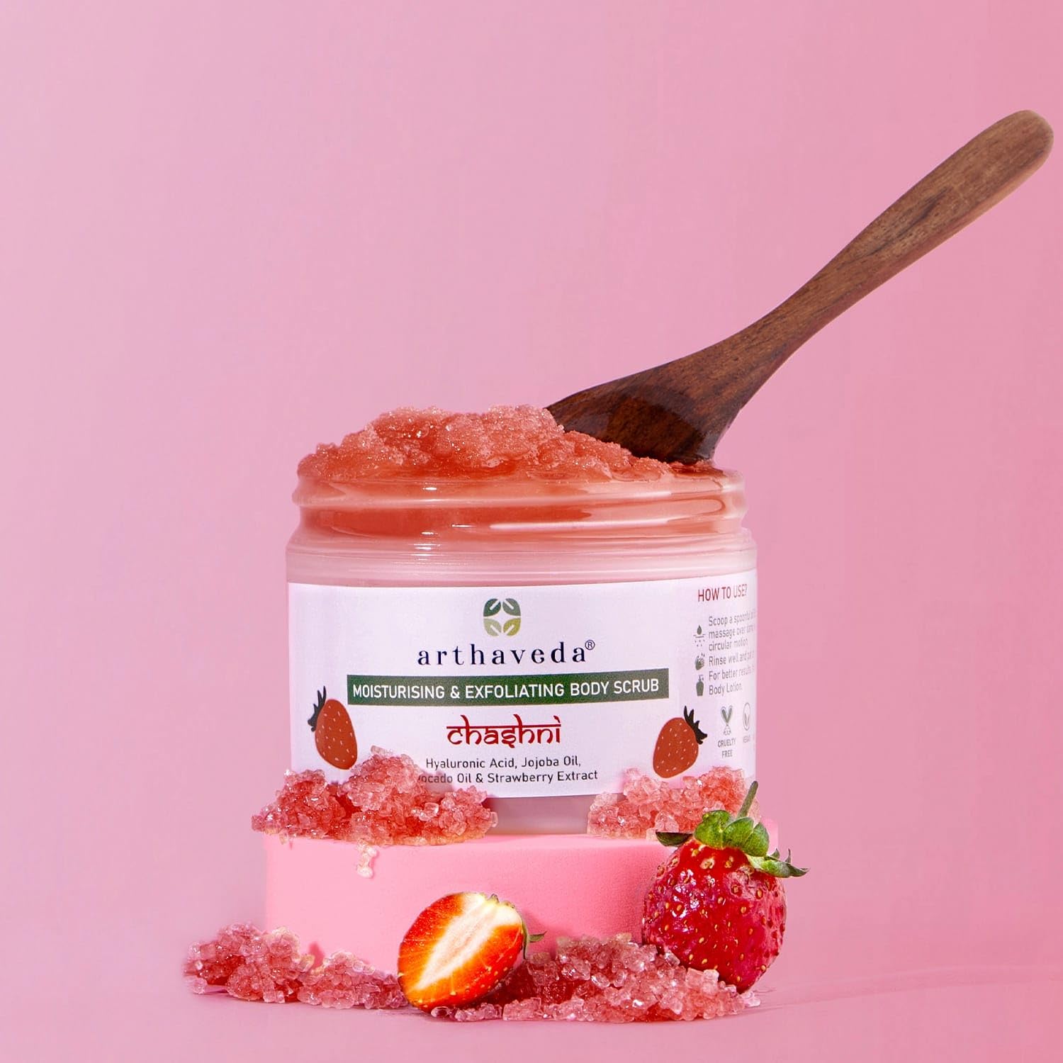 Arthaveda Moisturizing & Exfoliating Body Scrub (Chasani) with Sugar, Jojoba Oil & Olive Oil for Exfoliation & Removal of Dead Skin Cells | For Soft & Smooth Skin | 200 g-picture-31