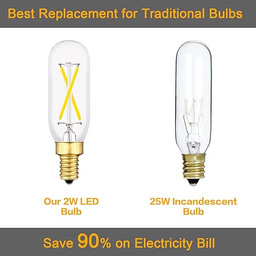 Miniatura 5 de Generic Bombilla LED regulable T6 E12, 3000 K, blanco suave, 2 vatios (equivalente a 25 W), 200 lm, base de candelabro pequeño, bombillas tubulares