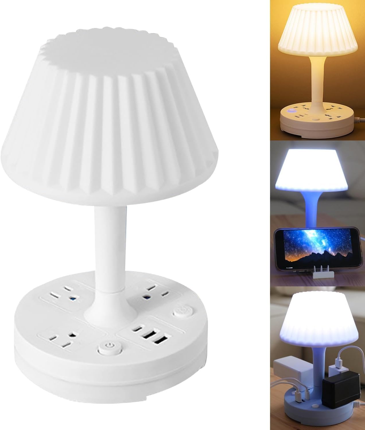 ANKRI Plastic 3 Color Mode Led Study Table Desk Lamp for Students with Pen & Phone Holder Rechargeable Touch On/Off Studying Dimmable (Socket Lamp)