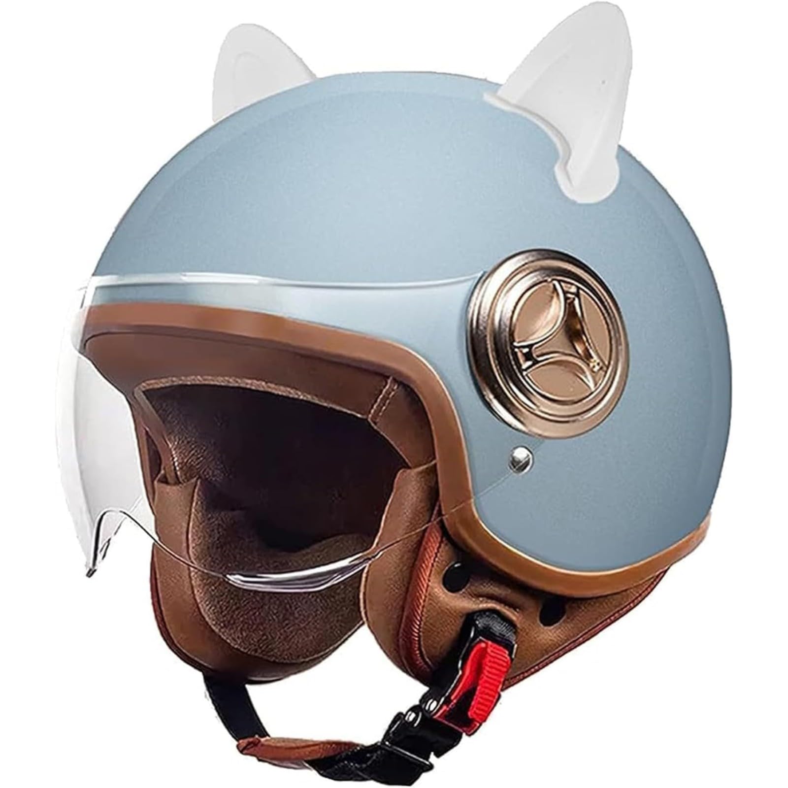 Kids Motorcycle Helmet with Electric Cat Ears, Small and Lightweight Road Scooter, Bicycle, Moped, Youth Half Helmet for 2-14 Years Old C2