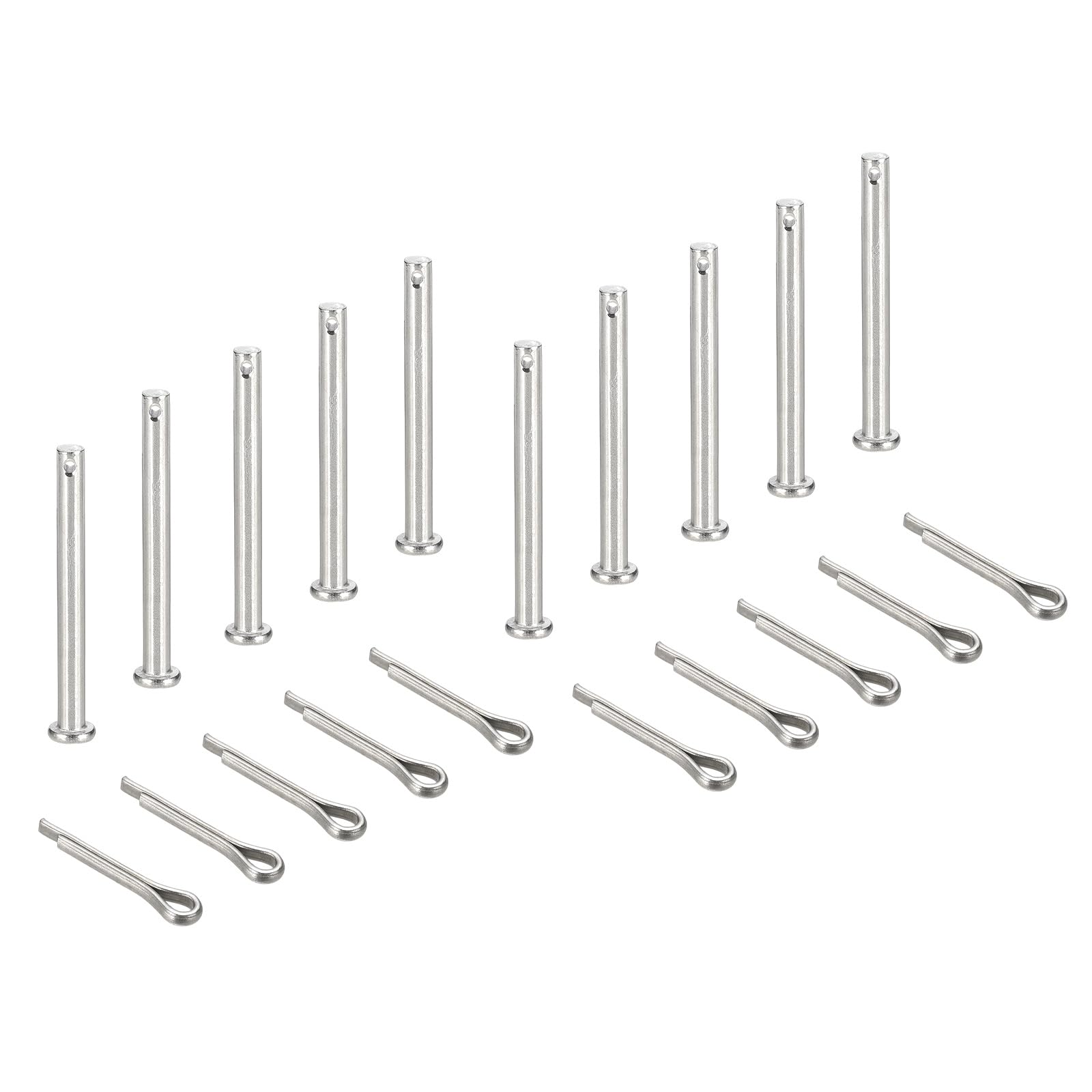 uxcell 10Pcs M5x70mm Clevis Pins, 304 Stainless Steel Single Hole Flat Head Hitch Fastener Lock Systems with Cotter Pins for Furniture Installation Trailer Lawn Mower, Silver-picture-18