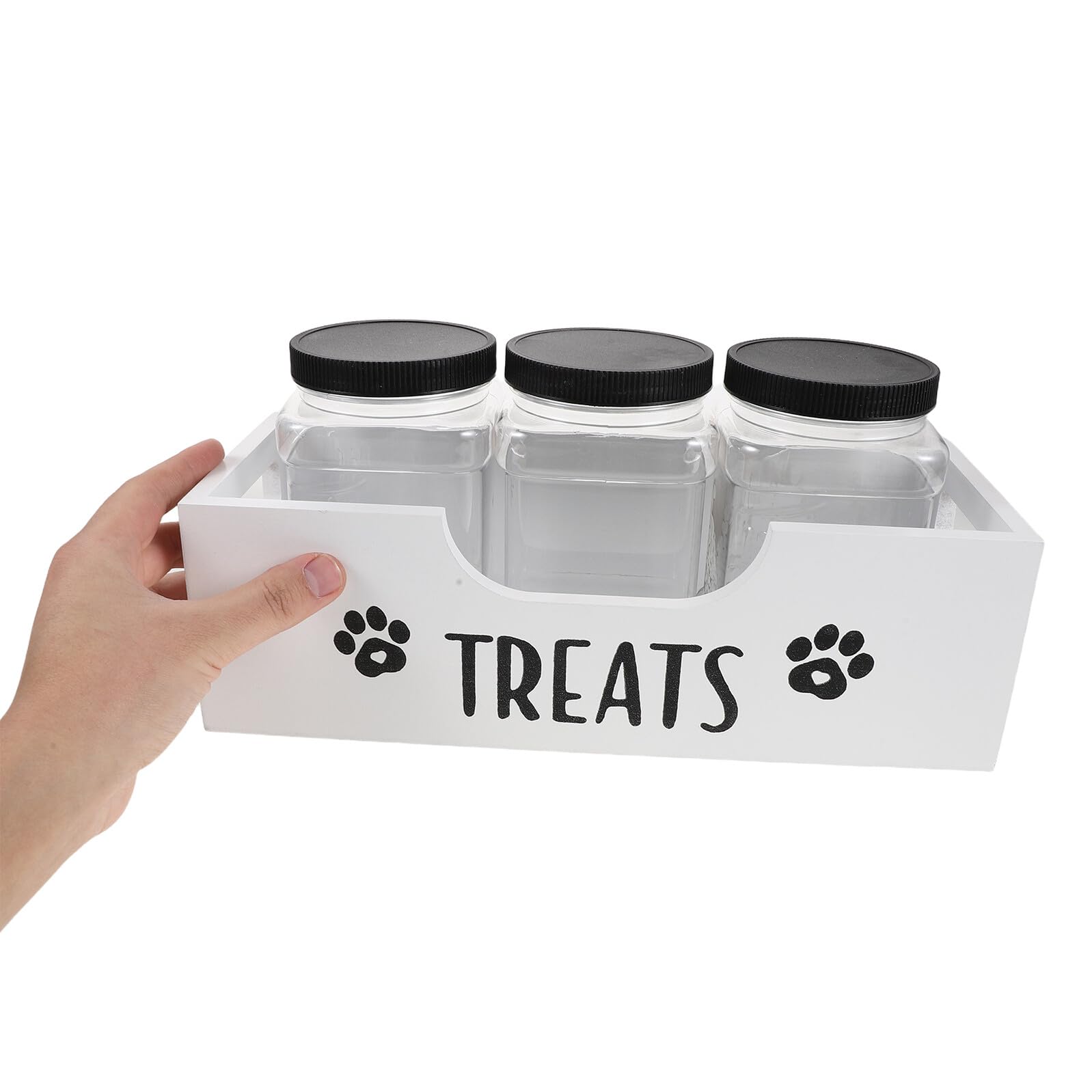 Set Contenitori Ermetici in Legno per Dolcetti Cani e Gatti, Organizzatore Snack Portatile per Animali Domestici con Barattoli Sigillati, per Conservazione Prolungata e Uso