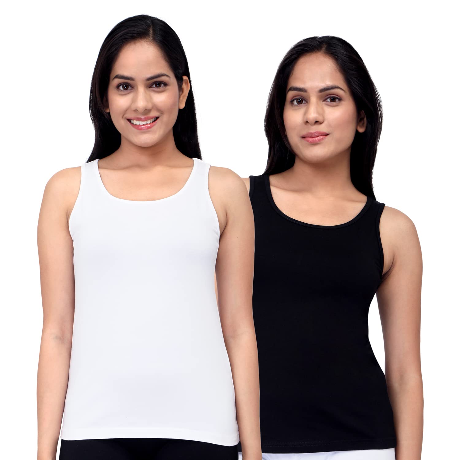 SillysallyPack of 2 Solid Girls Vests with Stretchable Fabric Fabric