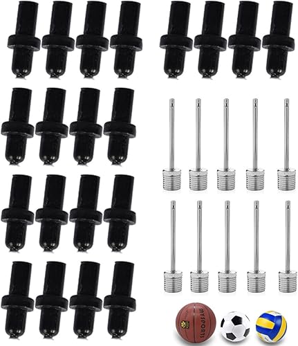 Paquete de 30 agujas de bomba de baloncesto, adaptador de aguja de inflado de aire, kit de boquilla de válvula de inflado, repuesto para fútbol,