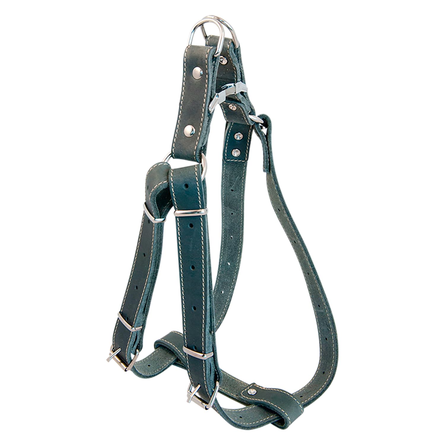 JACK AND VANILLA, Strong Leather Dog Harness, Custom Fit 65-90 cm, Elegant Grey, Ideal for Comfortable and Secure Walks, 25 mm, Grey, Leather Model