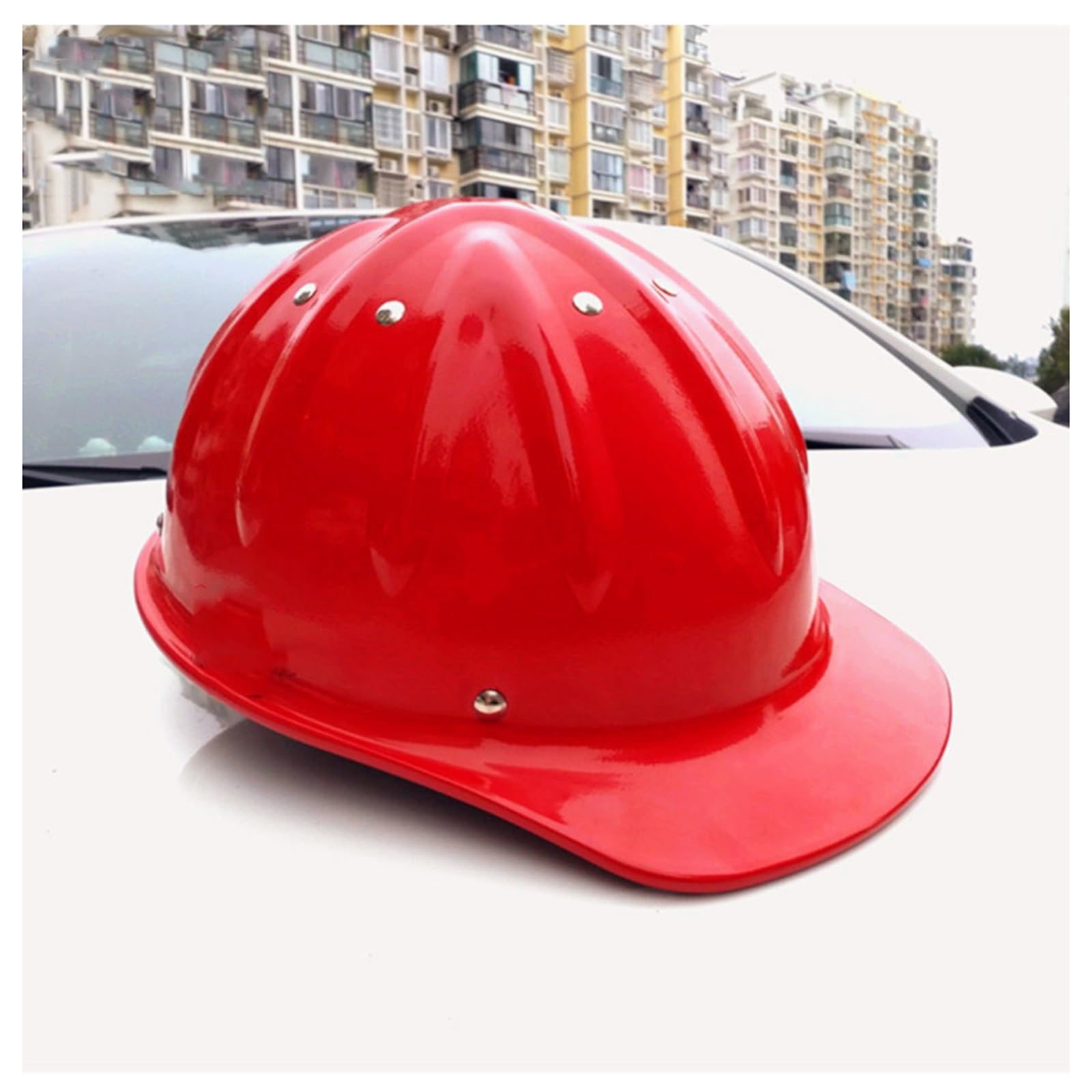 Casco de Casco Aleación de Aluminio Resistente A Pinchazos Casco de Casco Superior Aleación de Aluminio Casco de Construcción con Tapa Fija de 4 Puntos Forro(Rojo)
