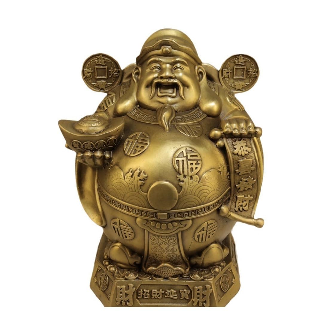 Posąg Buddy do wnętrz Statuetki kultu Mosiądz Bóg bogactwa Ozdoby Dom Biuro Sklep Rzeźba Buddy Feng Shui Dekoracja Medytująca Statua Buddy Figurka Rzeźba (S)