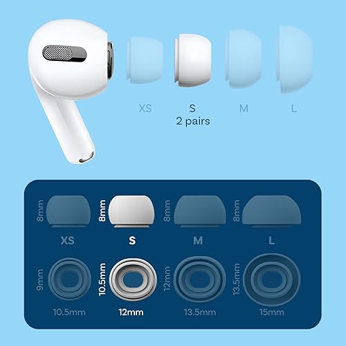 Vista 2 de MMOBIEL 2 pares de puntas de repuesto para auriculares AirPods Pro Gen 1 y 2 antideslizantes de silicona – Auriculares con agujero de reducción