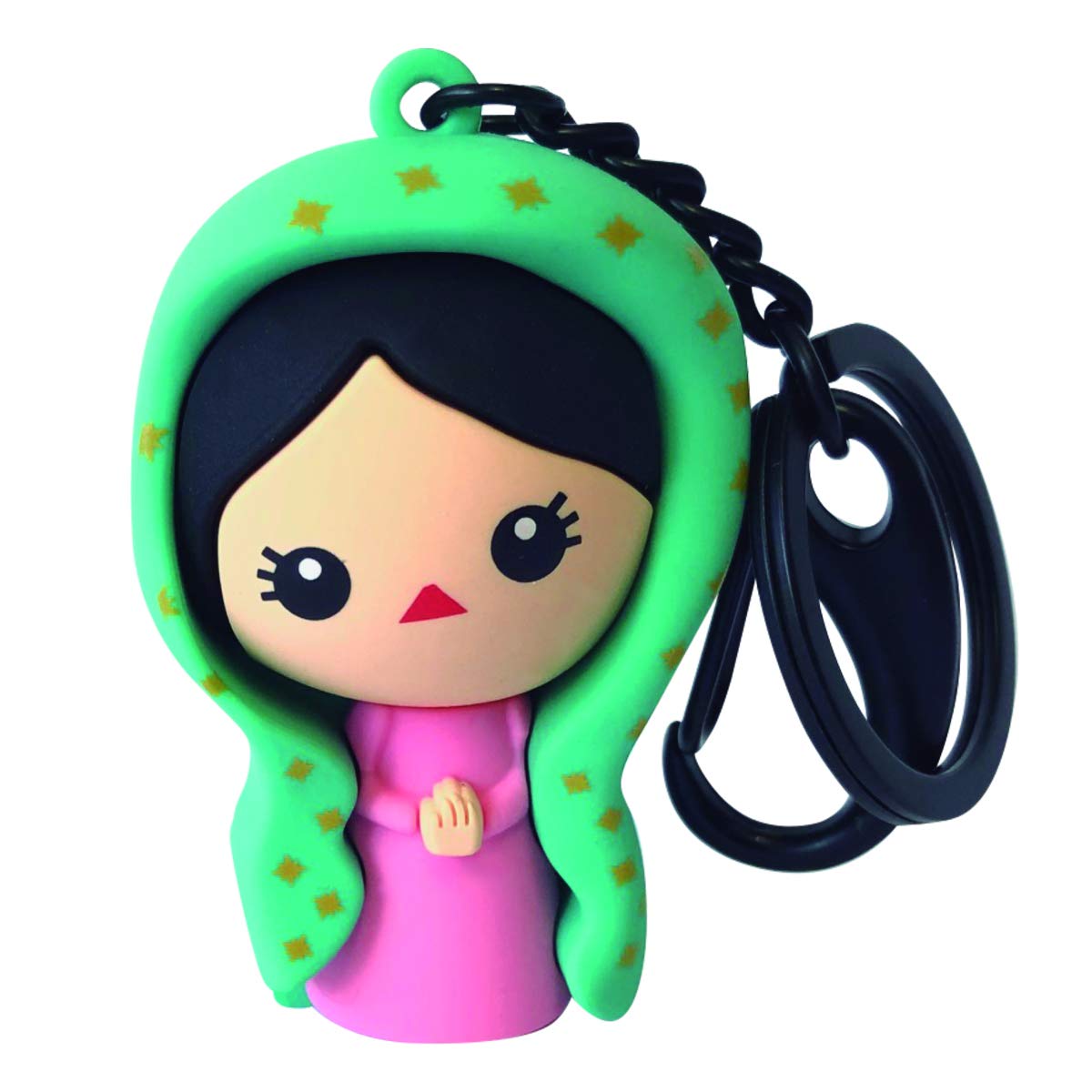 BY MEXICO La Virgen Figure 3D Keychain, 1.9" Flexible Mexican Character