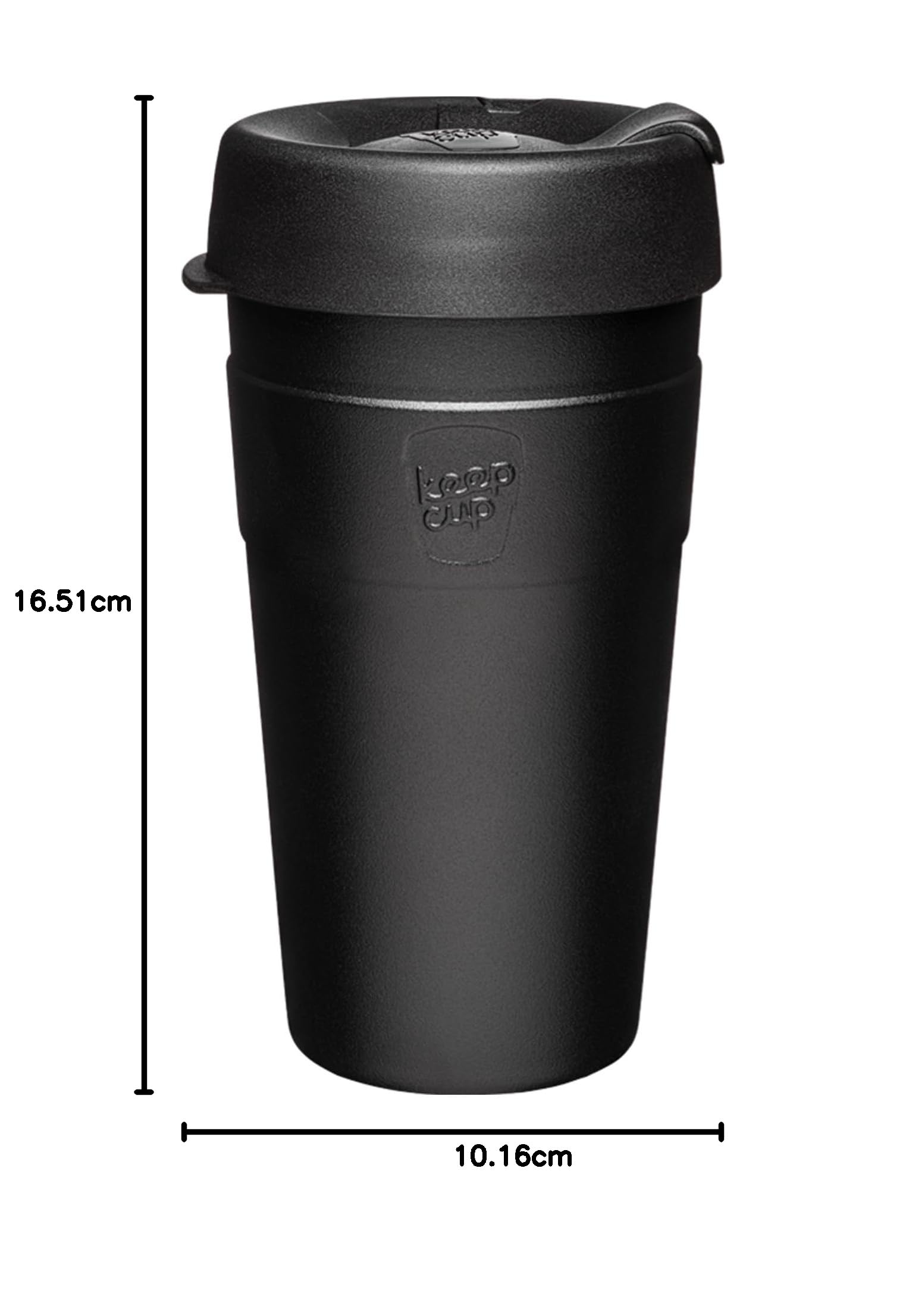 KeepCup Thermobecher, groß, 454 ml, Edelstahl, wiederverwendbar, Schwarz